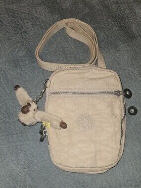 Kipling Beige Crossbody Bag with Monkey Keychain
